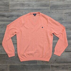 Brooks Brothers 346 Sweater Men's Size Large Salmon Color Linen Cotton Blend